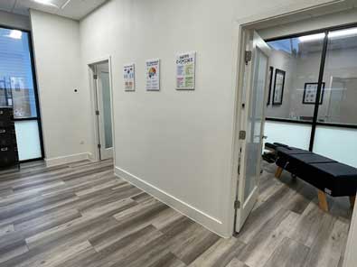 Auto injury doctor appointment exam room.