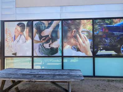 Front window of auto injury clinic.